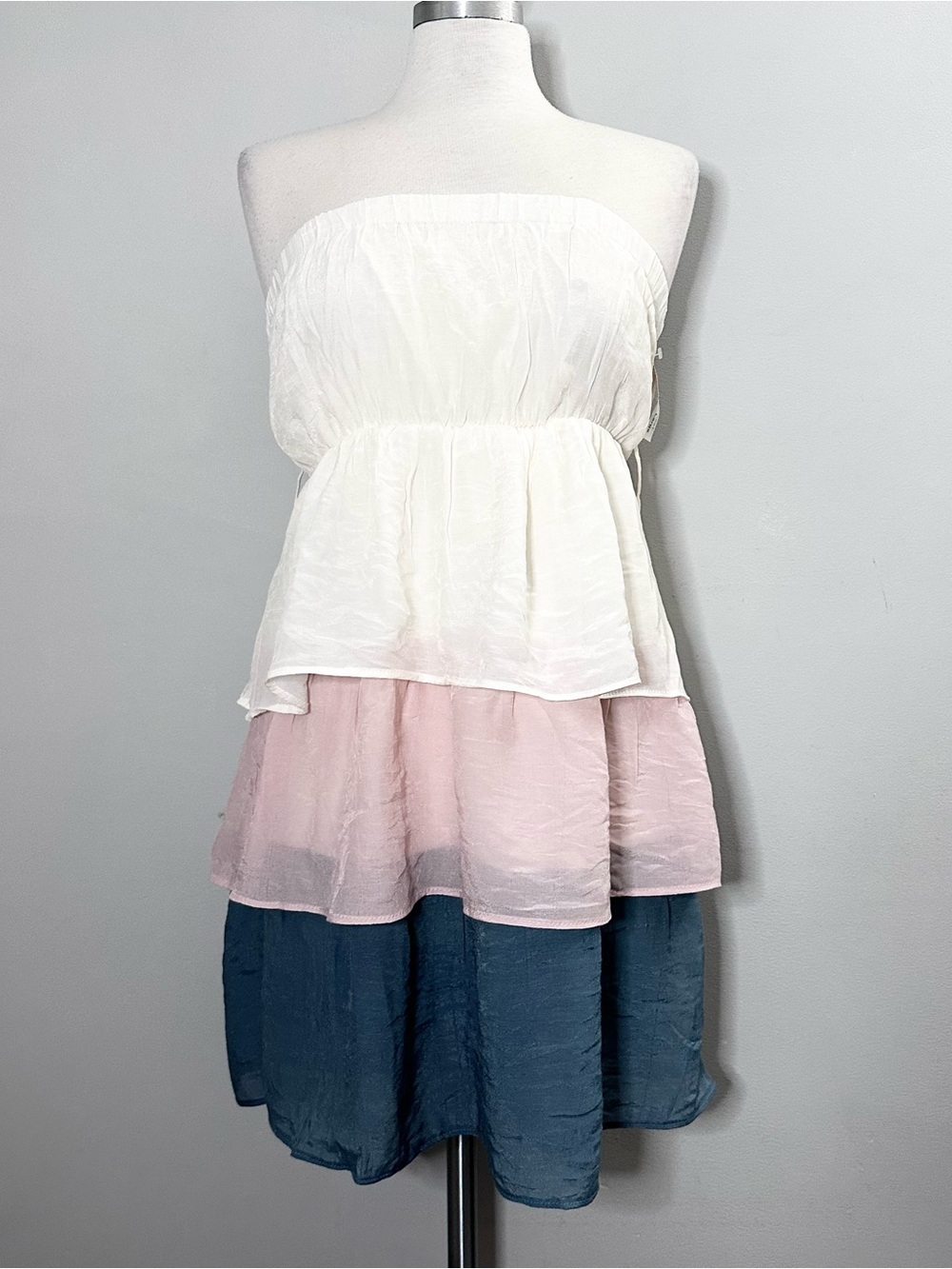 Chesley Strapless Tiered Colorblock Mini Dress Beach Cover Up Sundress